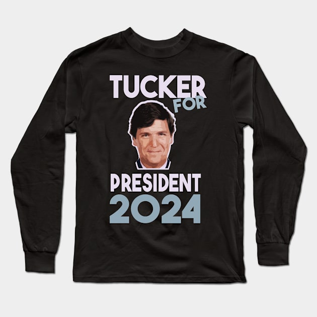 Tucker Carlson For President meme Long Sleeve T-Shirt by Shelter Art Space